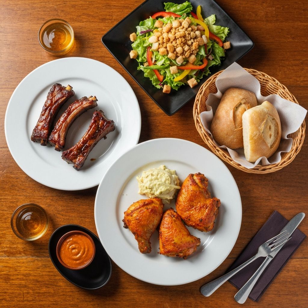 Grilled ribs and chicken spread